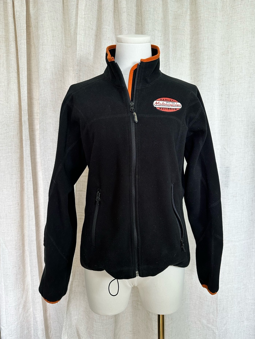 Harley-Davidson Black Fleece Jacket with Orange Trim